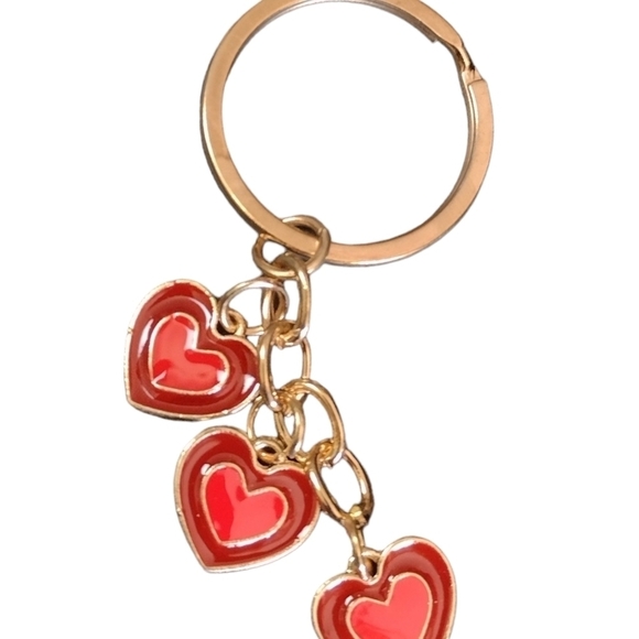 Three Red a Heart Keyring Keychain Alligator Clip NEW Stocking Stuffer - Picture 4 of 4